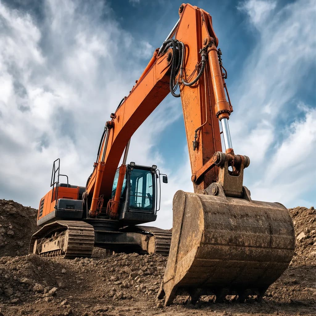 Excavadora pesada en una obra